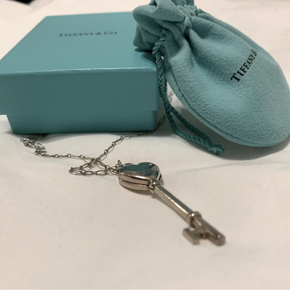 Tiffany & Co Silver Key locket and long chain necklace